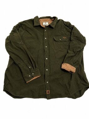 Legendary Whitetails Men's Olive Green Corduroy Shirt Jacket with Tan Accents